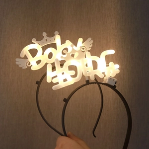 LED light up birthday headband with Baby and Happy Birthday glowing lettering