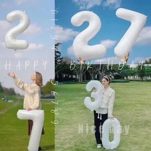 Large Cream White Number Aluminum Foil Balloon Giant Mylar Balloon For Birthday Party Anniversary Decoration Wedding Celebration