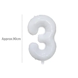 40-inch cream white number 3 foil balloon for birthday party decor, 90cm height