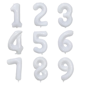 Set of 40-inch creamy white foil number balloons 1-9 for birthday party decorations
