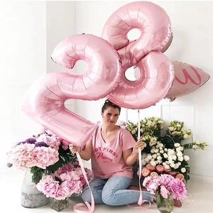 40-inch pink foil number balloons 2 and 8 for baby birthday party scene decoration