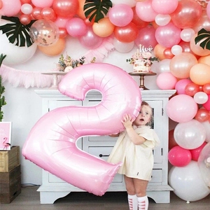 40-inch pink number 2 foil balloon for baby second birthday party scene decoration
