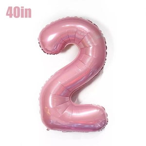 Rosa 40-Zoll-Folienballon Nummer 2 für die Dekoration von Baby-Geburtstagsfeiern