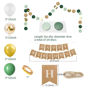 Bannière d'anniversaire en kraft vintage et kit de ballons avec détails de dimensions
