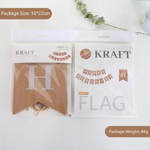 Guirlande Happy Birthday en papier kraft avec fanions queue de poisson et ficelle de jute