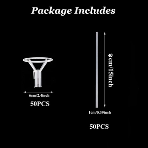 50-piece set of 40cm clear balloon sticks and cups for transparent party balloon support