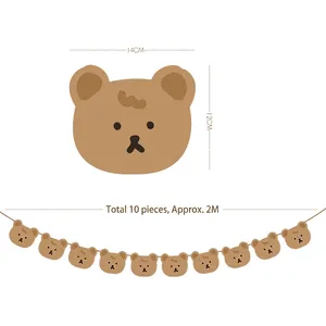 Guirlande d'ours brun en papier pour décoration d'anniversaire d'enfant bannière 2m