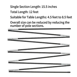 12ft adjustable black balloon arch frame for 4.5-8.5ft tables with foldable rods