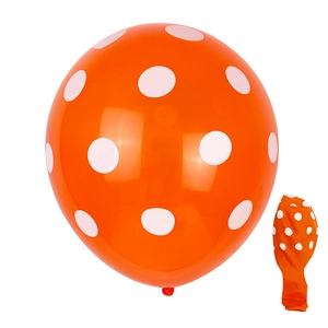 Thick orange polka dot latex balloon for wedding and party decorations in 12-inch size