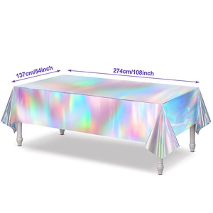 Iridescent laser tablecloth 137x274cm for disco rainbow birthday party decorations