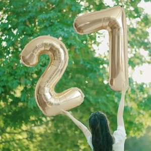 40 Zoll große champagnergoldene Zahlenballons 21 für Geburtstagsparty Dekoration