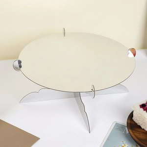 Silver mirror tiered cake stand with cross-base and wavy edges for dessert display