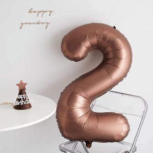 Géant ballon chiffre 2 en aluminium marron café de 40 pouces pour déco d'anniversaire