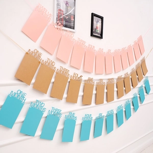 Set ghirlanda di foto per la crescita del bambino in rosa, blu e carta kraft deco