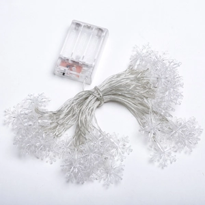 Sparkling snowflake LED string lights with battery box for festive indoor window decoration