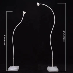 Detailed size comparison of adjustable 190cm and 240cm white flexible balloon arch stands