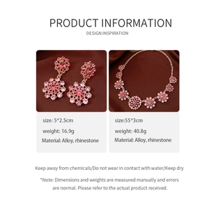 Vintage palace style pink rhinestone necklace and earrings jewelry set product details