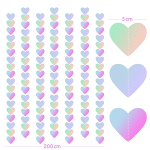 Iridescent heart garland decoration 200cm long with 5cm 3D foldable paper hearts