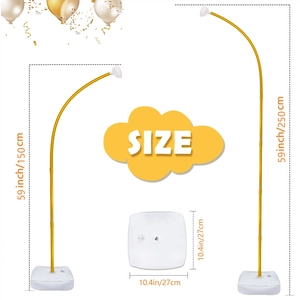 Adjustable golden balloon arch kit with white base in 150cm and 250cm heights