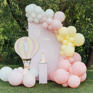 Golden balloon arch kit with base for pastel theme wedding and first birthday party decor
