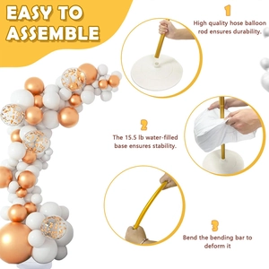 Golden balloon arch kit with flexible poles and 15.5lb water base for wedding party decor