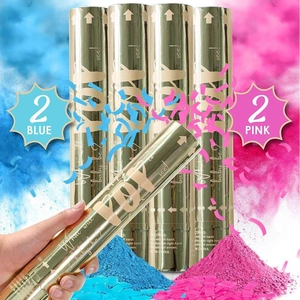 Gold Gender Reveal Handheld Confetti Cannon Smoke Powder Tissue Poppers For Baby Shower Reveal Boy Or Girl Celebrations