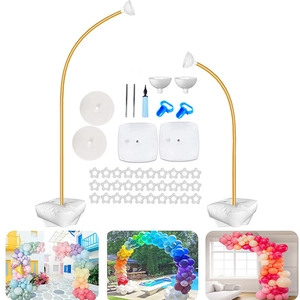 Golden flexible balloon arch kit with white bases and water bags for wedding party decor