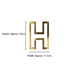 Striscione Happy Birthday a specchio dorato lettera H, decorazione festa 16 cm