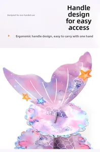 Three-tier mermaid cake stand with scales pattern and convenient top tail handle