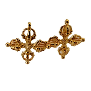 24K gold plated Tibetan Vajra cross pendants with intricate religious relief details