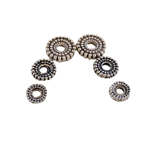 Vintage Alloy Tibetan Silver Round Dotted Spacer Beads For DIY Bracelet Necklace Jewelry Making Finding Accessories