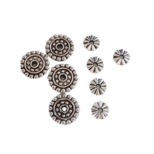 Retro 14mm silver snowflake spacers and petal beads for DIY jewelry making accessories