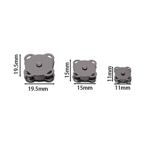 Gunmetal square plum magnetic snap buttons in three sizes for DIY leather bags and clothing