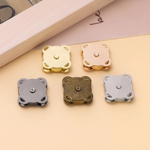 Plum blossom shaped magnetic snap fasteners in five metallic colors for DIY bag making
