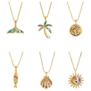 Ozean-Abalone-Muschel-Halsketten aus goldenem Edelstahl für den Strandurlaub