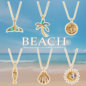 Edelstahl Abalone Muschel Halskette Wasserdicht Strass Fischschwanz Palme Anhänger Halskette Für Damen Strandurlaub Schmuck