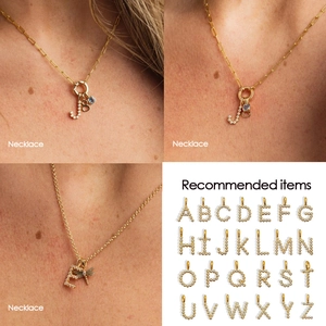 Collana con iniziale in zircone set di gioielli fai da te placcati oro per donna