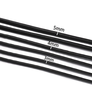 Detail view of 3mm, 4mm, and 5mm black braided PU leather cords for DIY crafts
