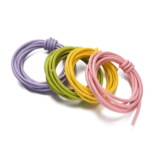 Braided 3mm to 5mm PU leather cord rolls in lavender, green, yellow, and pink colors