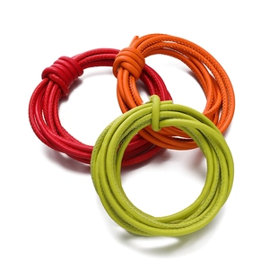 3mm to 5mm braided PU leather cords in red orange and green for DIY craft jewelry making