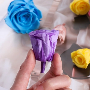 Macro shot of a preserved purple rose head with natural petal texture for DIY gift sets