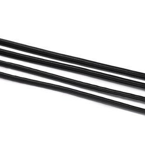 Close-up of black braided leather cord with fine stitching for DIY bag straps
