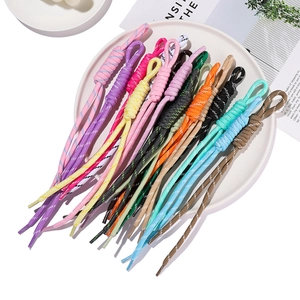 Colorful polyester braided lanyards with loop ends for DIY bags and keychains