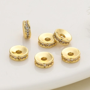 6 perles intercalaires en plaqué or 18 carats avec zircone cubique pour bijoux DIY