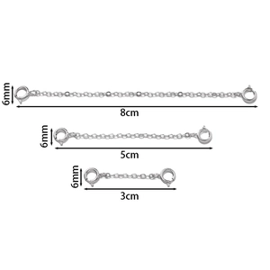 Tre catene di estensione in argento 925 da 3cm 5cm 8cm con chiusure a molla per gioielli