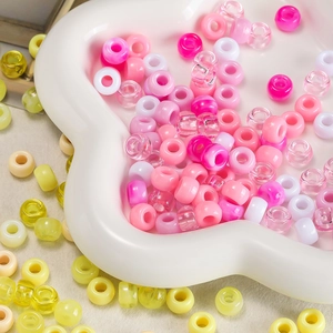 Colorful acrylic large hole beads in pink and yellow for DIY jewelry making