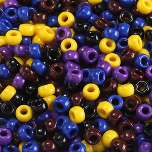 Top-down shot of mixed colorful acrylic pony beads for DIY jewelry and crafts