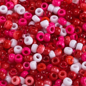 Macro shot of assorted colorful acrylic pony beads for DIY craft and jewelry making