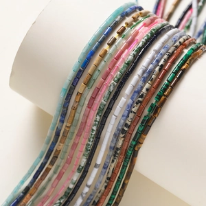 Perles cylindriques en pierre naturelle polie pour bijoux DIY en couleurs mixtes