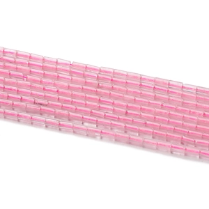 Macro de perles cylindriques en pierre naturelle rose translucide 2x4mm pour bijoux DIY